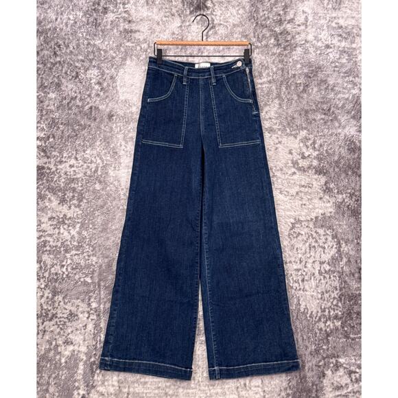 Frame Denim Denim - FRAME Francoise Wide Leg Jeans 26 Womens Virgo Dark Wash Denim